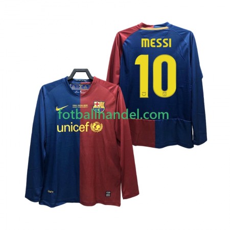 Herre Fotballdrakter FC Barcelona Lionel Messi 10 Champions League 2008 2009 Hjemme Retro Langermet